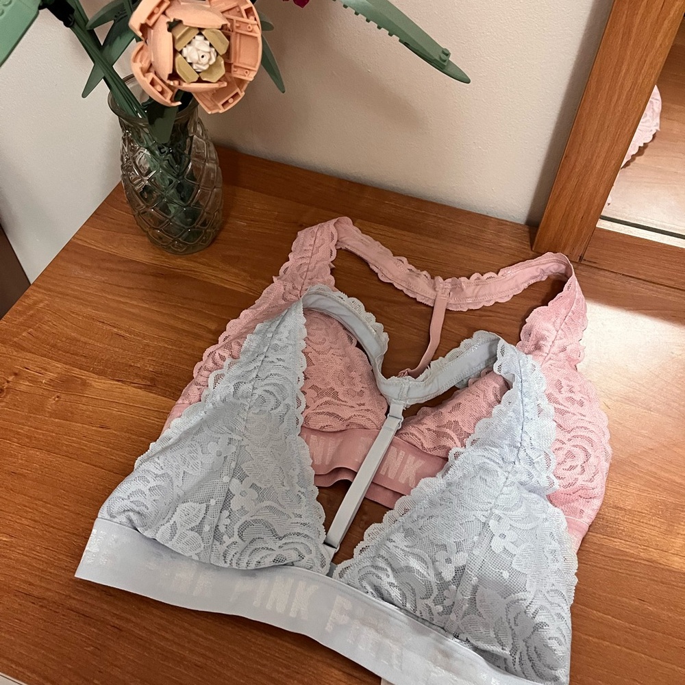 Victoria's Secret Lace Bralette Duo - Pink and Light Blue